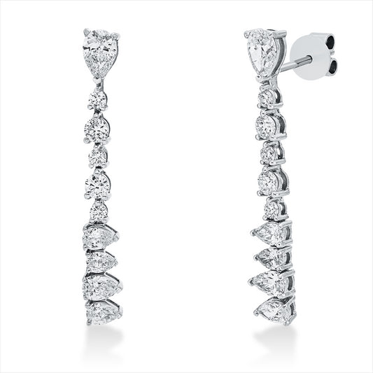 Ohrschmuck 18 kt WG, 10 Tropfen 1,37 ct, F-vsi/si, 10 Brill. 0,48 ct, F-vsi/si