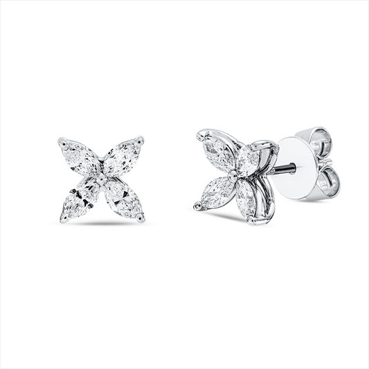 Ohrstecker 18 kt WG, 8 Nav. 0,82 ct, TW-vsi/si