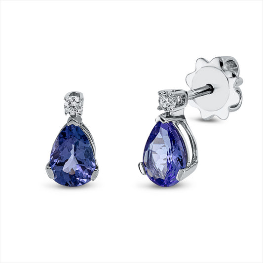 Ohrstecker 18 kt WG, 2 Brill. 0,07 ct, TW-si, 2 Tansanit 1,60 ct blau