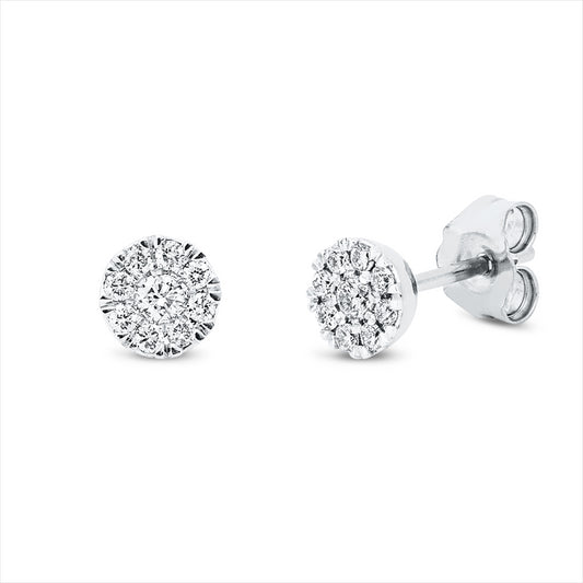 Ohrstecker 18 kt WG, 2 Brill. 0,07 ct, TW-si, 16 Brill. 0,13 ct, TW-si