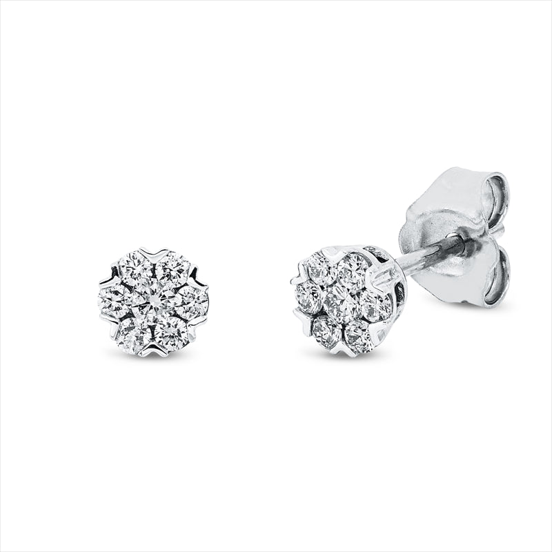 Ohrstecker 18 kt WG, 2 Brill. 0,06 ct, TW-si, 12 Brill. 0,15 ct, TW-si