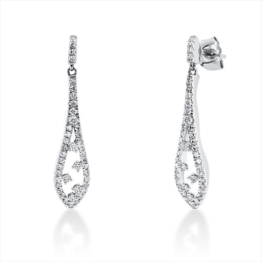 Ohrschmuck 18 kt WG, 2 Brill. 0,01 ct, TW-si, 16 Brill. 0,13 ct, TW-si, 66 Dia. 0,26 ct, TW-si