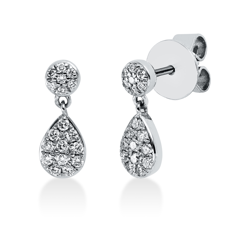 Ohrschmuck 18 kt WG, 36 Brill. 0,22 ct, TW-si