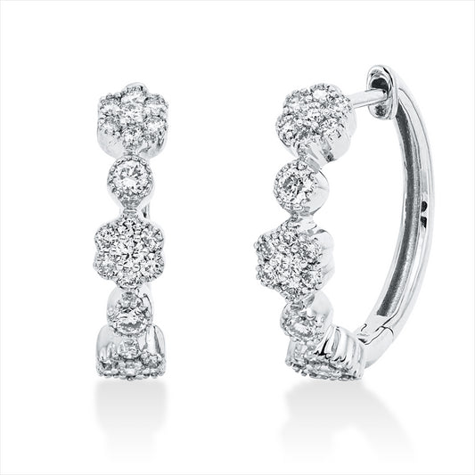 Creolen 18 kt WG, 4 Brill. 0,14 ct, TW-si, 42 Brill. 0,54 ct, TW-si