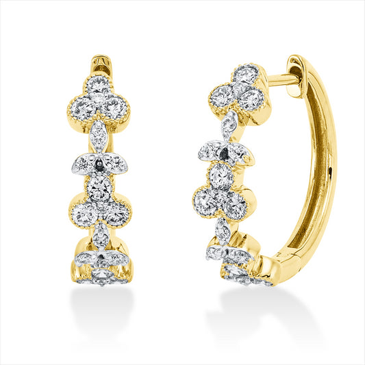 Creolen 18 kt GG, Fassung rhodiniert, 18 Brill. 0,51 ct, TW-si, 18 Brill. 0,14 ct, TW-si