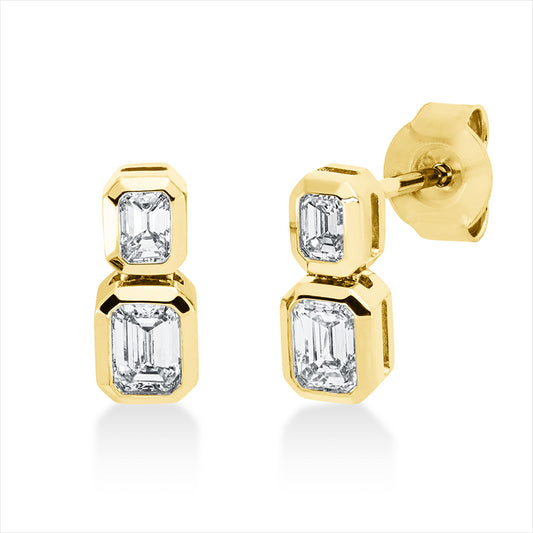 Ohrschmuck 18 kt GG, 4 Sm.schliff 0,61 ct, W-si