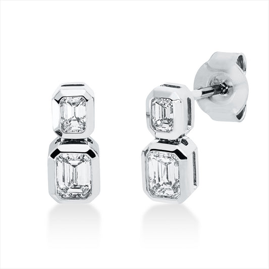 Ohrschmuck 18 kt WG, 4 Sm.schliff 0,62 ct, W-si