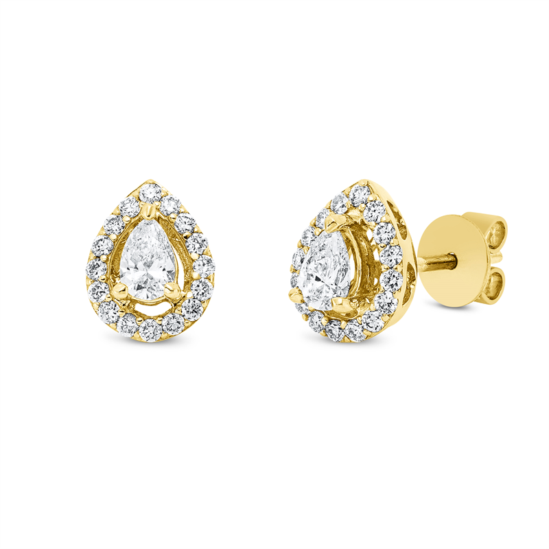 Ohrstecker 18 kt GG, 2 Tropfen 0,37 ct, TW-si, 32 Brill. 0,28 ct, TW-si