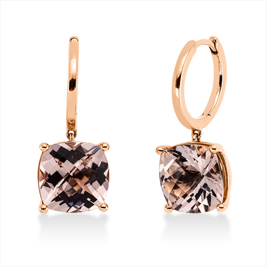 Ohrschmuck 18 kt RG, 2 Morganit 6,97 ct rosa