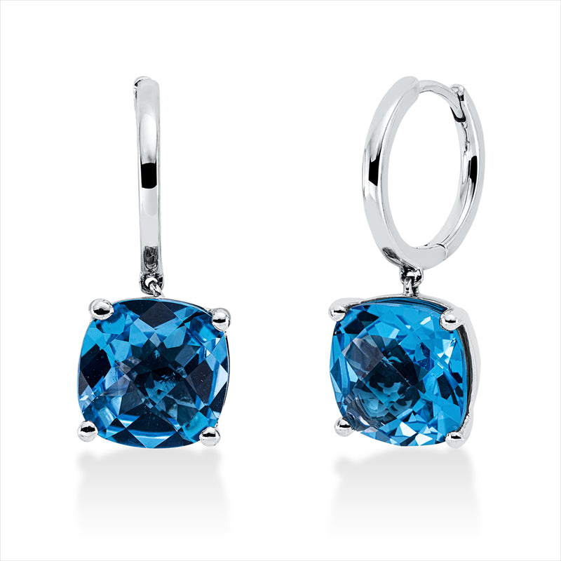 Ohrschmuck 18 kt WG, 2 Topase 8,52 ct blau