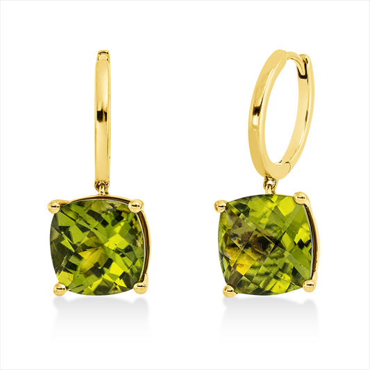 Ohrschmuck 18 kt GG, 2 Peridot 9,10 ct grün