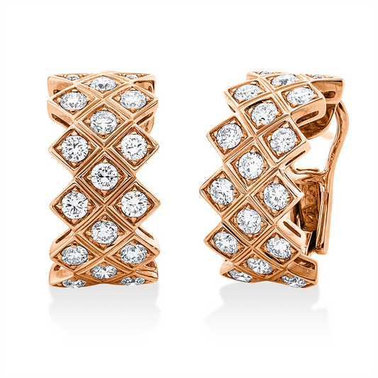 Creolen 18 kt RG, 4 Brill. 0,03 ct, TW-vsi, 30 Brill. 1,56 ct, TW-vsi