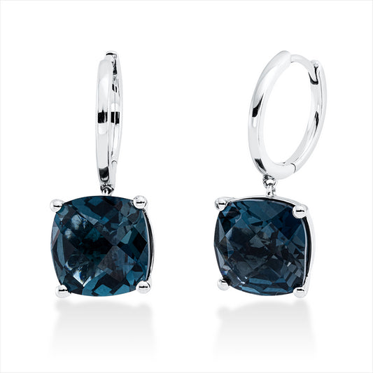 Ohrschmuck 18 kt WG, 2 Topase 8,68 ct Lond. blue