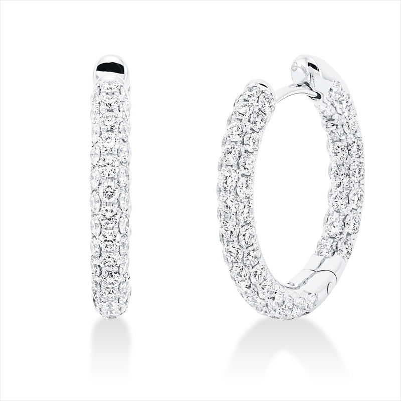 Creolen 18 kt WG, 132 Brill. 2,30 ct, TW-vsi