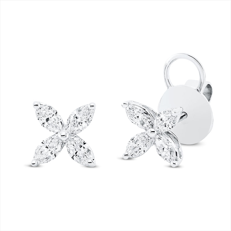 Ohrstecker 18 kt WG, 8 Nav. 0,82 ct, TW-vsi