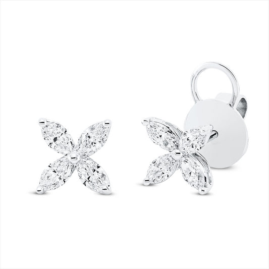 Ohrstecker 18 kt WG, 8 Nav. 0,82 ct, TW-vsi