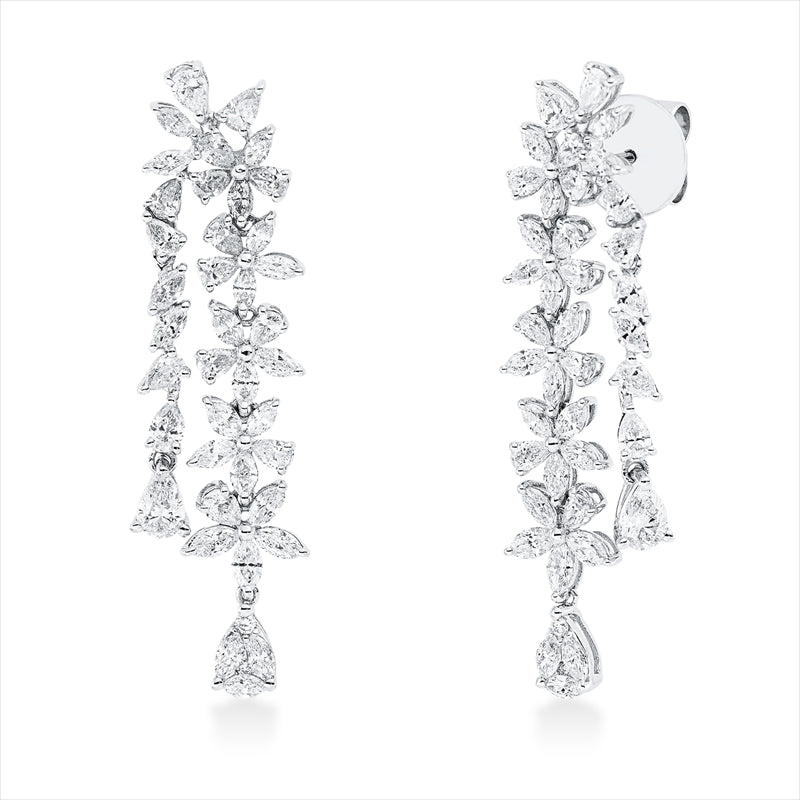 Ohrschmuck 18 kt WG, 46 Nav. 1,71 ct, TW-vsi, 32 Tropfen 1,58 ct, TW-si, 4 Brill. 0,03 ct, TW-si