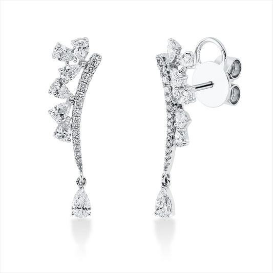 Ohrschmuck 18 kt WG, 14 Tropfen 0,82 ct, TW-vsi, 28 Brill. 0,14 ct, TW-si