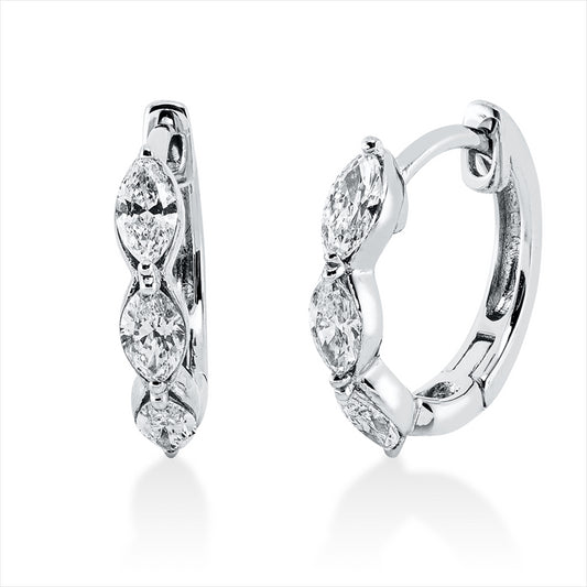 Creolen 18 kt WG, 6 Nav. 0,52 ct, TW-vsi