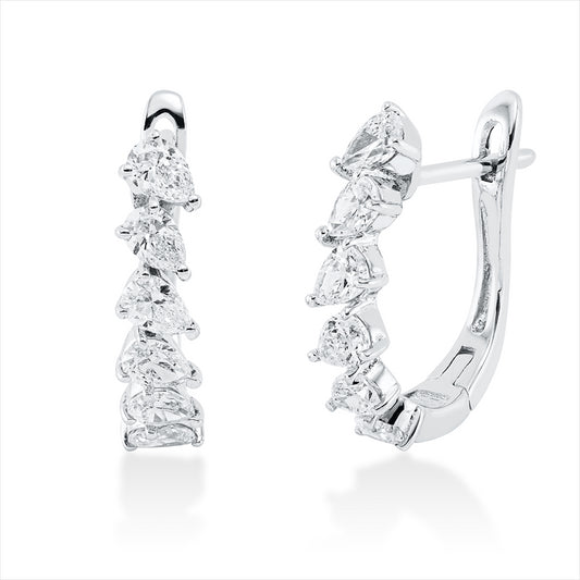 Creolen 18 kt WG, 12 Tropfen 0,86 ct, TW-vsi