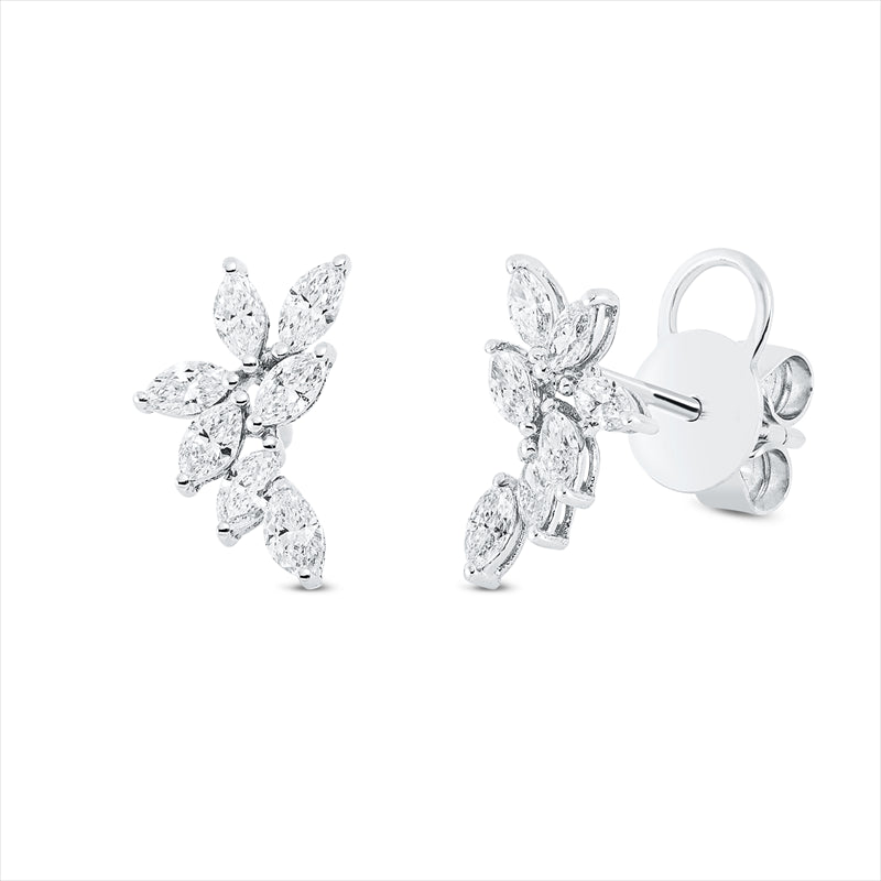 Ohrstecker 18 kt WG, 14 Nav. 0,78 ct, TW-vsi