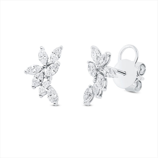 Ohrstecker 18 kt WG, 14 Nav. 0,78 ct, TW-vsi