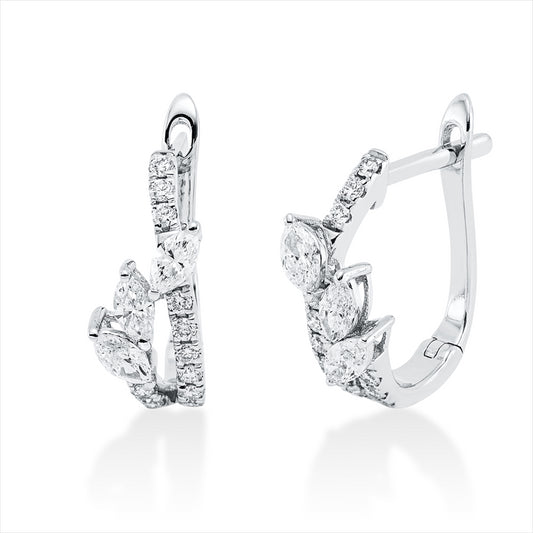 Creolen 18 kt WG, 6 Nav. 0,49 ct, TW-vsi, 24 Brill. 0,19 ct, TW-si