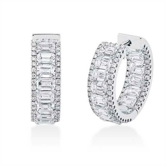 Creolen 18 kt WG, 30 Sm.schliff 4,69 ct, D/F-vvs/vs, 146 Brill. 0,68 ct, TW-si