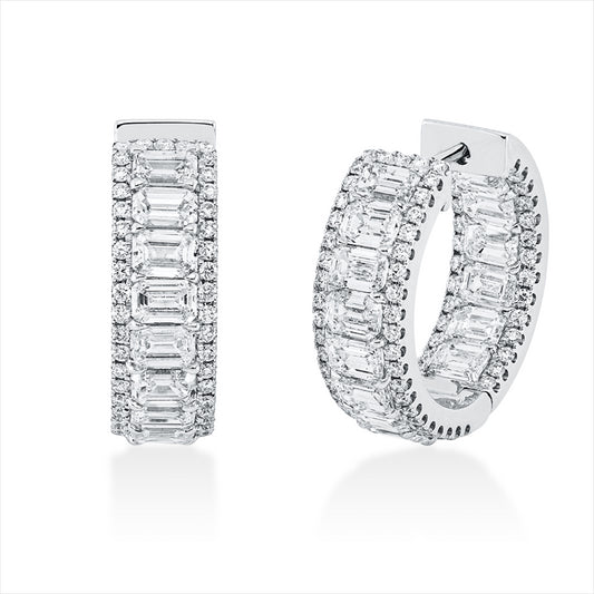 Creolen 18 kt WG, 30 Sm.schliff 4,69 ct, F-vvs/vs, 146 Brill. 0,68 ct, TW-si