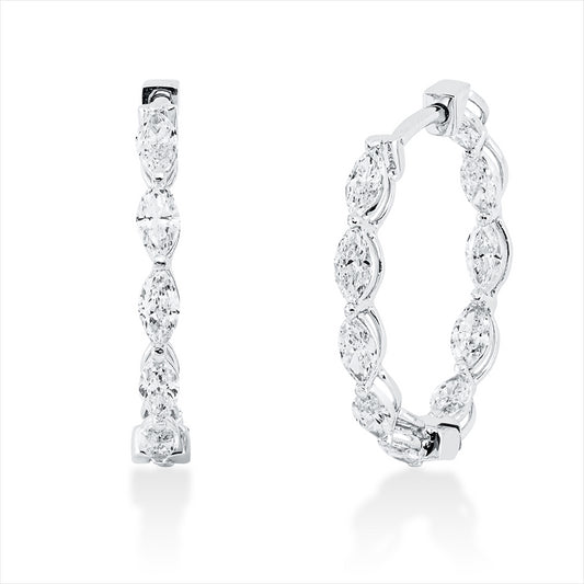 Creolen 18 kt WG, 20 Nav. 1,30 ct, TW-vsi