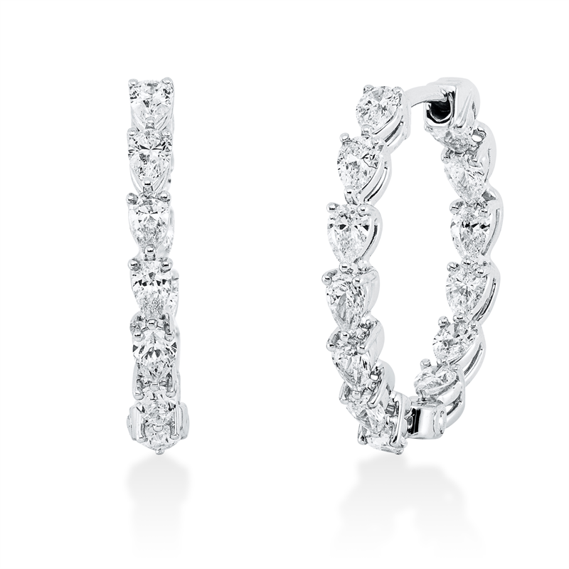 Creolen 18 kt WG, 26 Tropfen 1,56 ct, D/F-vvs