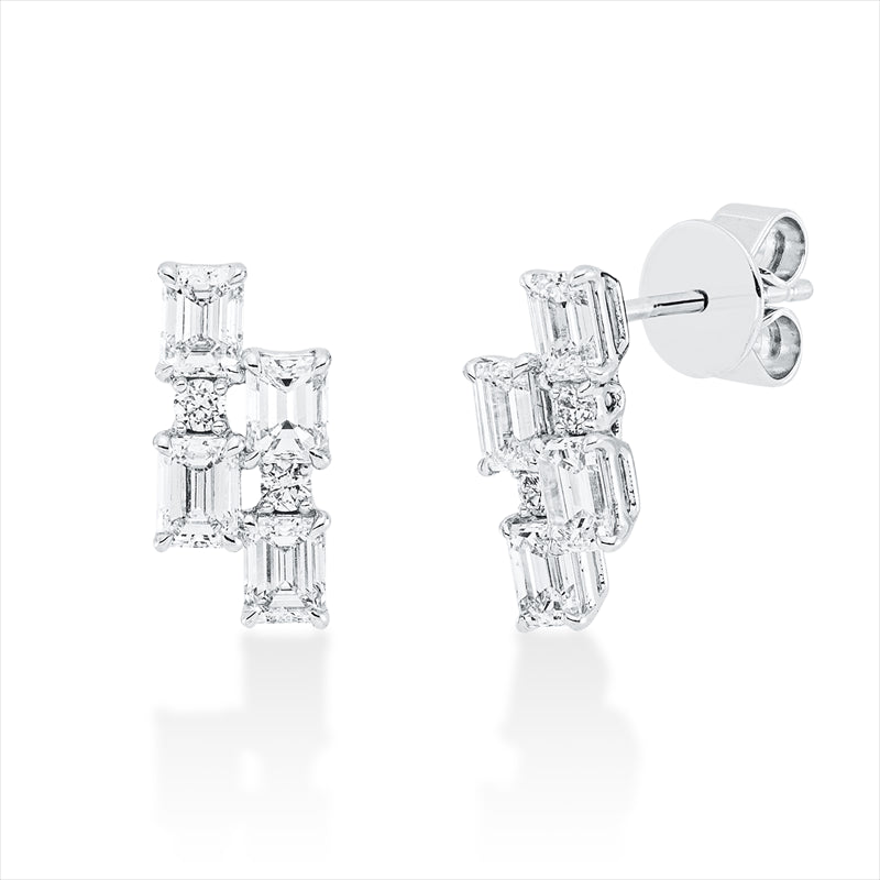 Ohrstecker 18 kt WG, 8 Sm.schliff 1,48 ct, F-vvs, 4 Brill. 0,09 ct, TW-vsi