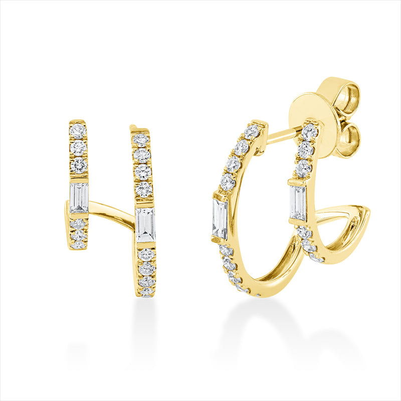 Ohrschmuck 18 kt GG, 2 Bag. 0,10 ct, TW-si, 2 Bag. 0,16 ct, TW-si, 30 Brill. 0,41 ct, TW-si