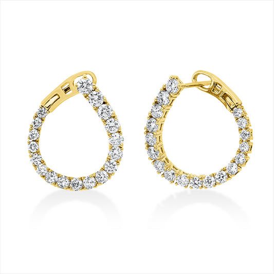 Creolen 18 kt GG, 12 Brill. 0,68 ct, TW-si, 4 Brill. 0,29 ct, TW-si, 20 Brill. 0,70 ct, TW-si