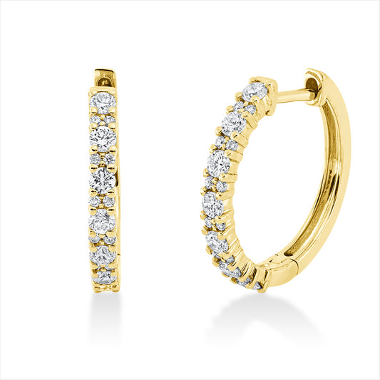 Creolen 18 kt GG, 14 Brill. 0,35 ct, TW-si, 24 Brill. 0,08 ct, TW-si