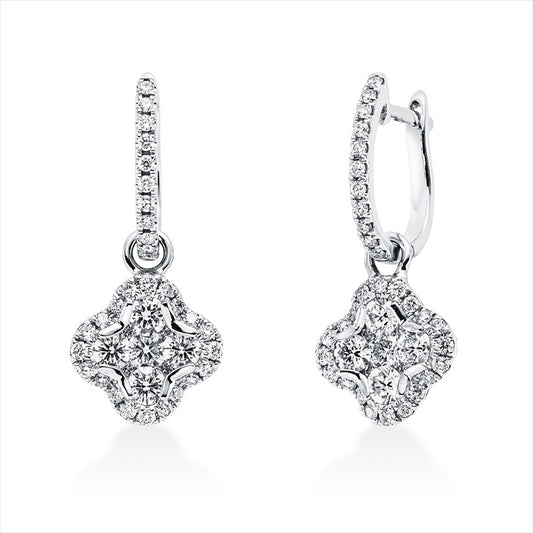 Ohrschmuck 18 kt WG, 10 Brill. 0,35 ct, TW-si, 70 Brill. 0,96 ct, TW-vsi/si