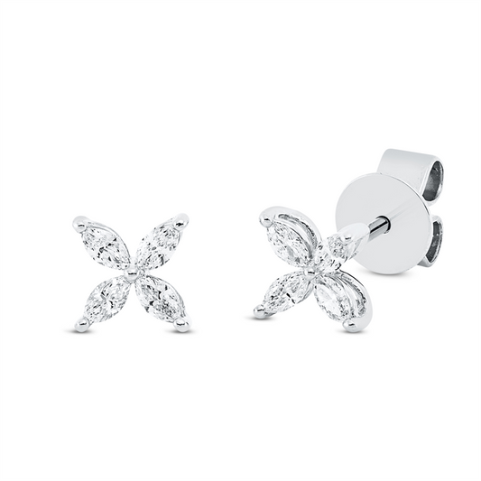 Ohrstecker 18 kt WG, 8 Nav. 0,20 ct, TW-si