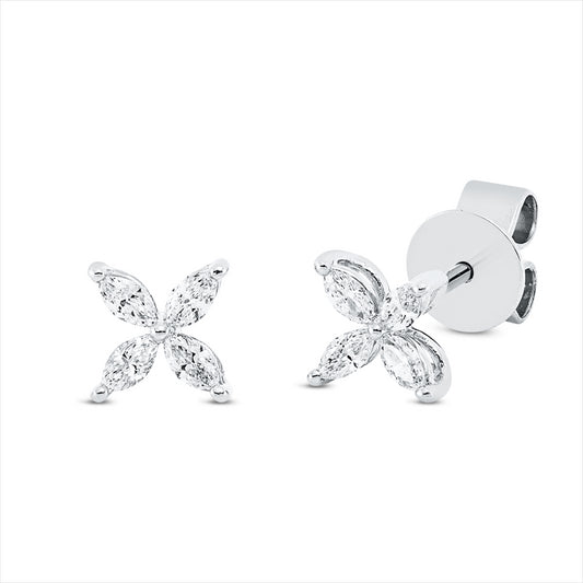 Ohrstecker 18 kt WG, 8 Nav. 0,24 ct, TW-si
