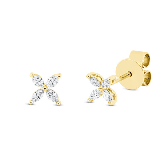 Ohrstecker 18 kt GG, Fassung rhodiniert, 8 Nav. 0,17 ct, TW-si