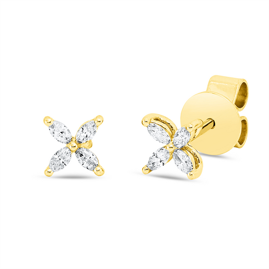 Ohrstecker 18 kt GG, 8 Nav. 0,18 ct, TW-si