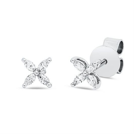 Ohrstecker 18 kt WG, 8 Nav. 0,17 ct, TW-si