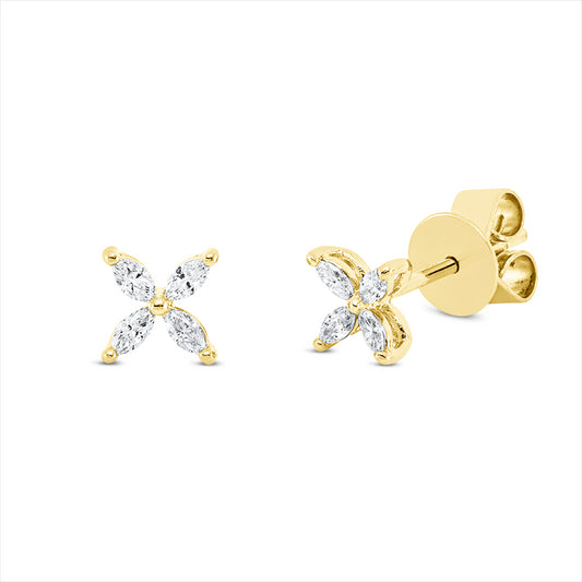 Ohrstecker 18 kt GG, Fassung rhodiniert, 8 Nav. 0,21 ct, TW-si