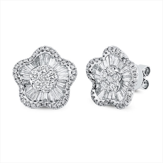 Ohrstecker 18 kt WG, 32 Trap. 0,88 ct, TW-si, 82 Brill. 1,19 ct, TW-si