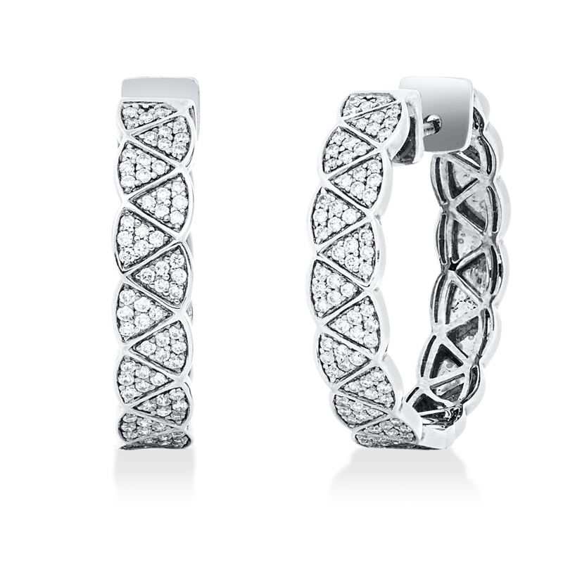 Creolen 18 kt WG, 160 Brill. 0,61 ct, TW-si