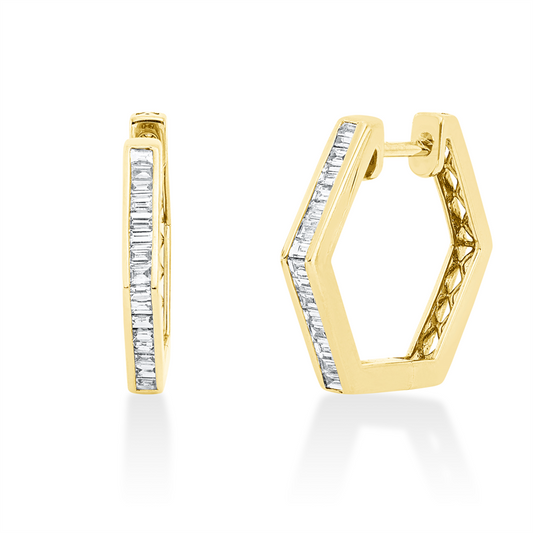 Creolen 18 kt GG, 32 Bag. 0,44 ct, TW-si
