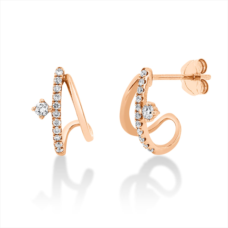 Creolen 18 kt RG, 24 Brill. 0,17 ct, W-si