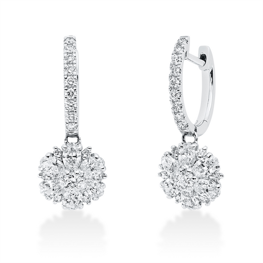 Ohrschmuck 18 kt WG, 12 Oval 1,02 ct, TW-si, 32 Brill. 0,33 ct, TW-si