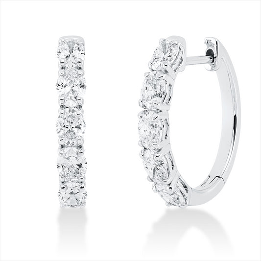 Creolen 18 kt WG, 10 Oval 1,64 ct, TW-si