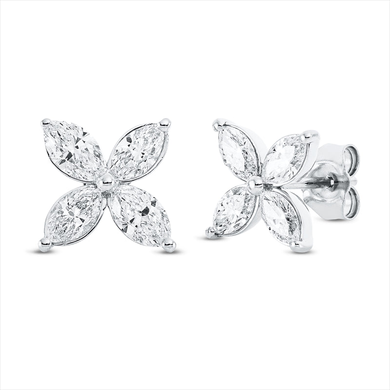 Ohrstecker 18 kt WG, 8 Nav. 1,28 ct, TW-si