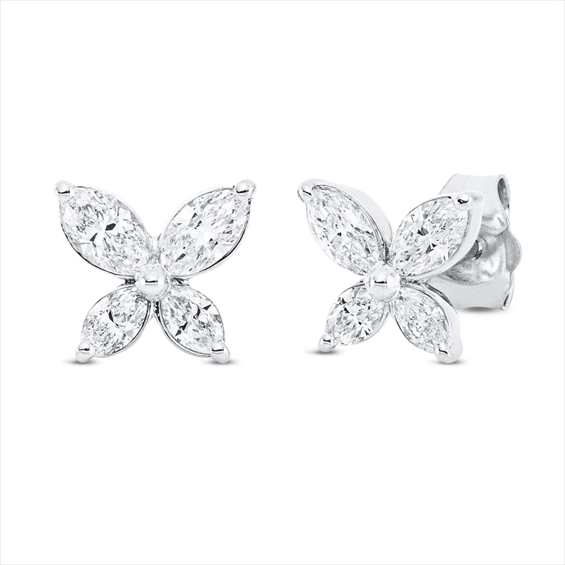 Ohrstecker 18 kt WG, 4 Nav. 0,40 ct, TW-si, 4 Nav. 0,20 ct, TW-si